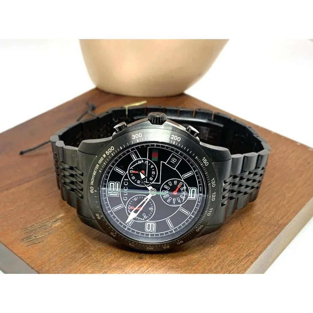 Gucci Men's Watch YA126217 G-Timeless Swiss Quartz Chronograph Black Steel 46mm